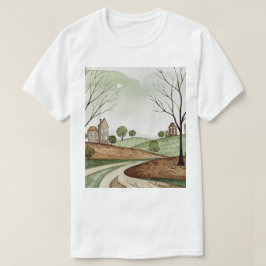 landskap med kullar och små hus t shirt