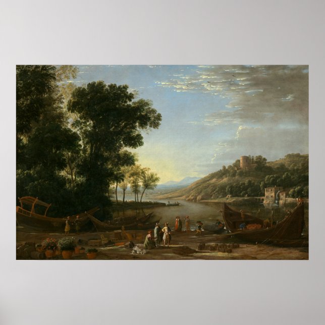 Landskap med Merchants - Claude Lorrain Fine Art Poster (Framsidan)