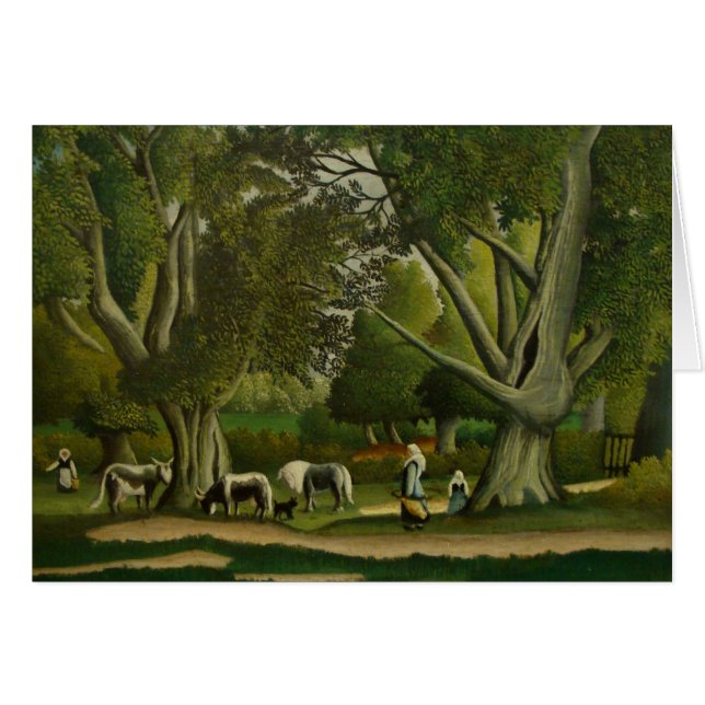 Landskap med Milkmaids av Henri Rousseau Hälsningskort (Framsidan Horizontal)