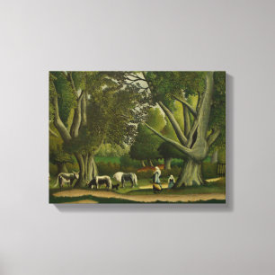 Landskap med mjölkpigor av Henri Rousseau Canvastryck