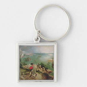 Landskap med nedgången av Icarus, c.1555 Fyrkantig Silverfärgad Nyckelring