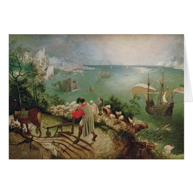 Landskap med nedgången av Icarus, c.1555 Hälsningskort (Framsidan Horizontal)