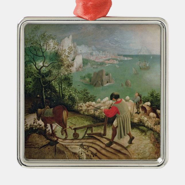 Landskap med nedgången av Icarus, c.1555 Julgransprydnad Metall (Framsidan)