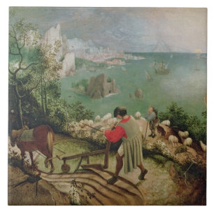 Landskap med nedgången av Icarus, c.1555 Kakelplatta