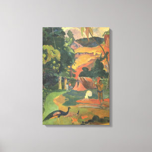 Landskap med påfåglar av Paul Gauguin Canvastryck
