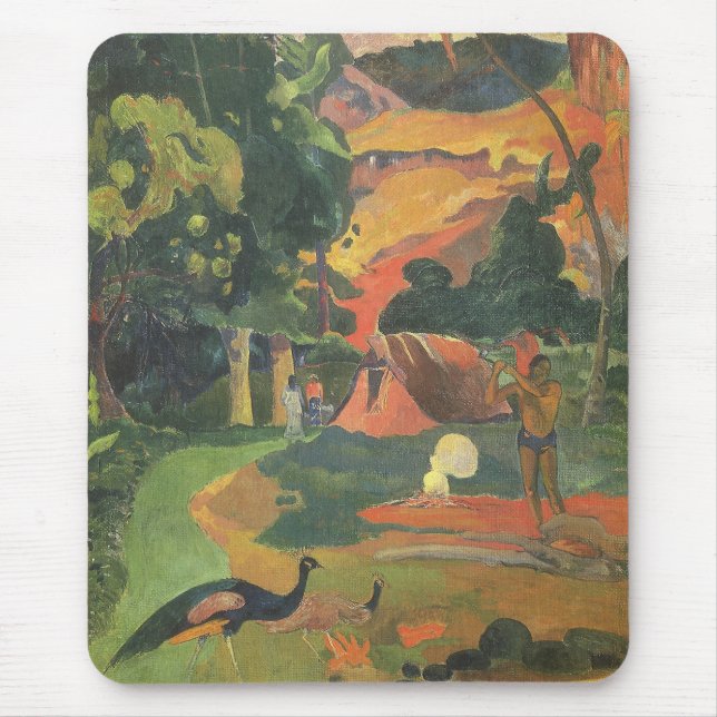 Landskap med påfåglar av Paul Gauguin Musmatta (Framsidan)