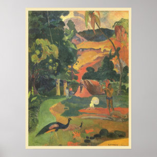 Landskap med påfåglar av Paul Gauguin Poster