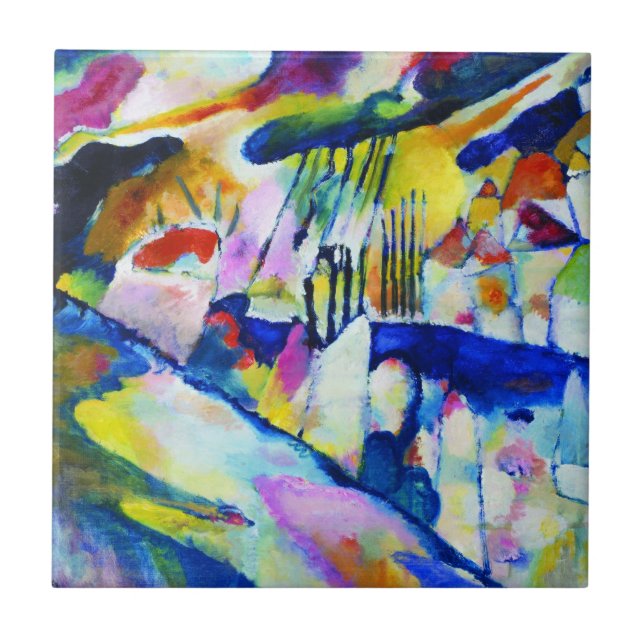 Landskap med regn av Wassily Kandinsky Kakelplatta (Framsidan)