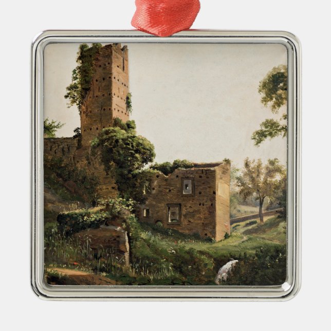 Landskap med ruiner (Byggnad med hög utmattning) Julgransprydnad Metall (Framsidan)