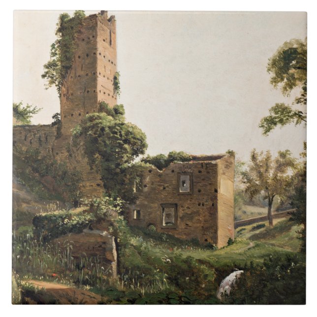 Landskap med ruiner (Byggnad med hög utmattning) Kakelplatta (Framsidan)