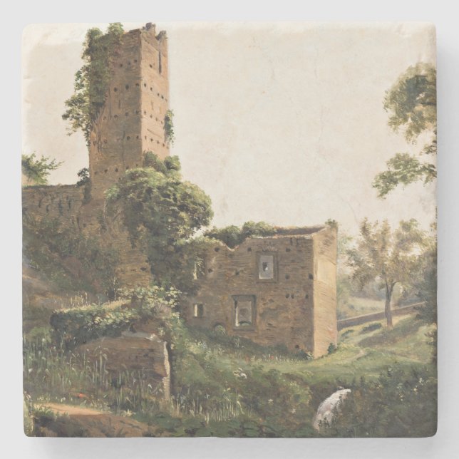 Landskap med ruiner (Byggnad med hög utmattning) Stenunderlägg (Framsidan)