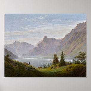 Landskap med Sjö i berget. God morgon (Friedrich) Poster