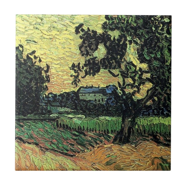 Landskap med slottet i Auvers av Vincent van Gogh Kakelplatta (Framsidan)