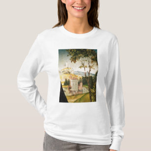 Landskap med slottet i en vallgrav och två svanar t-shirt
