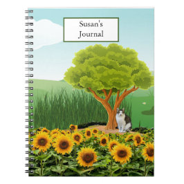 Landskap med solrosor / Lägg till din namn Journal Anteckningsbok