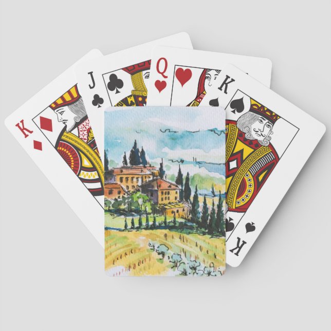 Landskap med town- och cypressträd casinokort (Baksidan)
