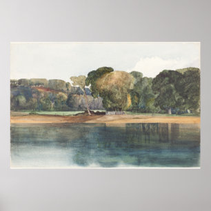 Landskap med träd och vatten poster