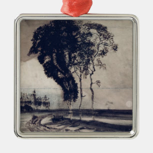 Landskap med tre träd, 1850 julgransprydnad metall