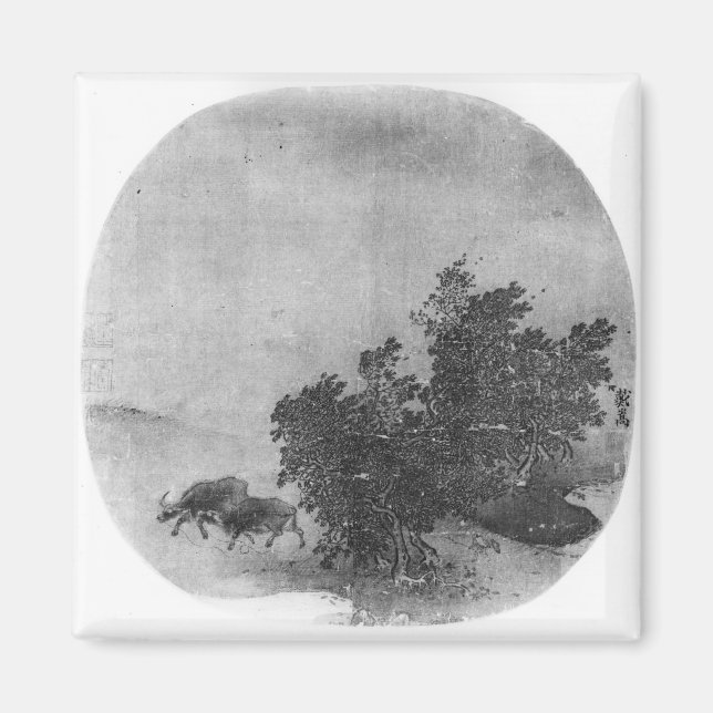 Landskap med vatten buffalo, Sång Dynasty Magnet (Framsidan)