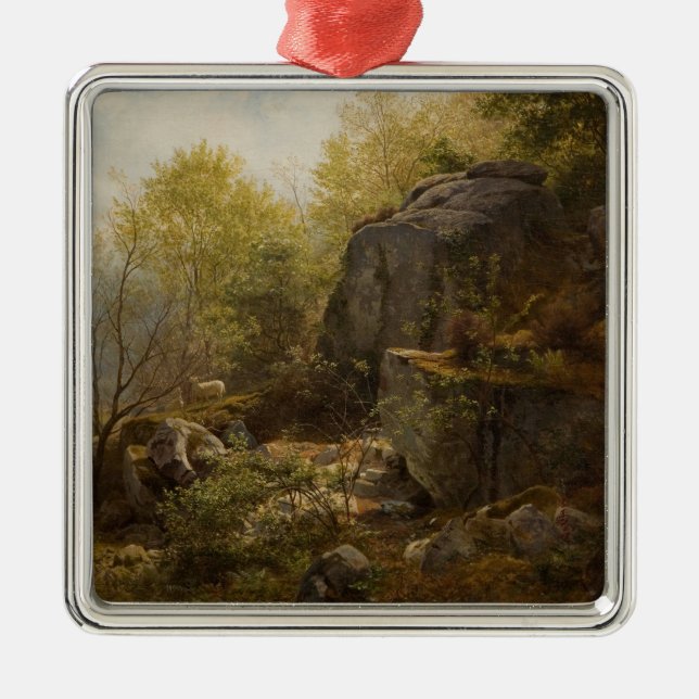 Landskap nära Conway, North Wales (av A.H. Wyant) Julgransprydnad Metall (Framsidan)