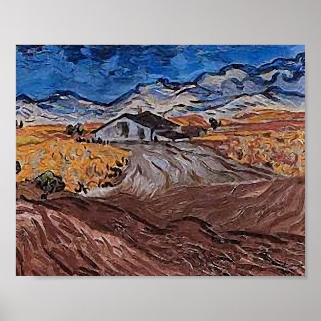 Landskap nära Saint-Rémy Van Gogh Fine Art Poster (Framsidan)