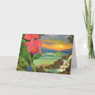Landskap Ocean Orchids Surrealism Painting blank Kort