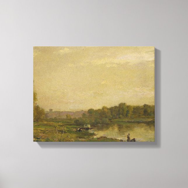 Landskap på Oise, Charles-François Daubigny Canvastryck (Framsida)