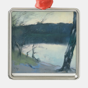 Landskap (pastell på kanfas) julgransprydnad metall