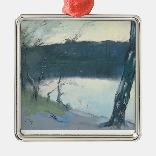 Landskap (pastell på kanfas) julgransprydnad metall (Framsidan)