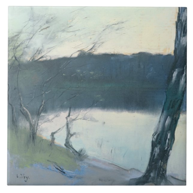 Landskap (pastell på kanfas) kakelplatta (Framsidan)