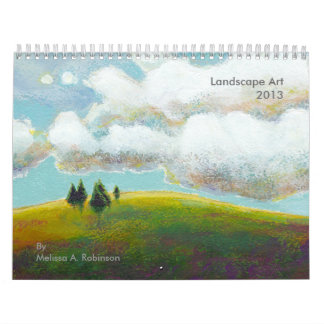 Landskap rolig nyckfull färgrik målning 2013 för kalender