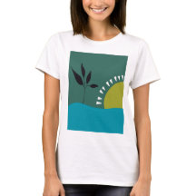 Landskap sol grön abstrakt färgrik konst trendig