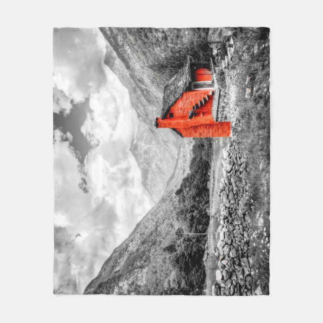 Landskap, svart och vit fotografi fleecefilt (Framsidan)