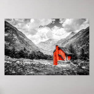 Landskap, svart och vit fotografi poster
