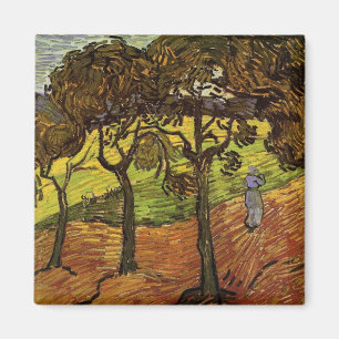 Landskap, träd och figurer av Vincent van Gogh Magnet