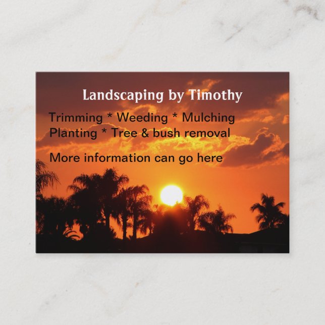 Landskap trädgårdsmästarepalmträdvisitkortar visitkort (Framsida)