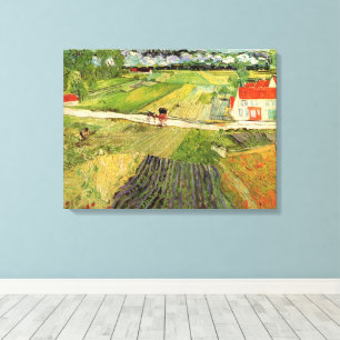 Landskap, vagn och tåg av Vincent van Gogh Canvastryck