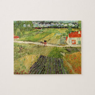 Landskap, vagn och tåg av Vincent van Gogh Pussel