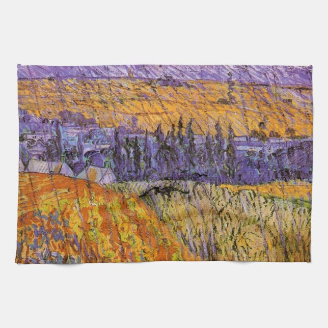 Landskap vid Auvers i regn av Vincent van Gogh Kökshandduk (Horisontell)