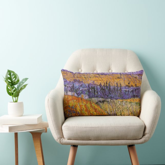 Landskap vid Auvers i regn av Vincent van Gogh Lumbarkudde (Stol)