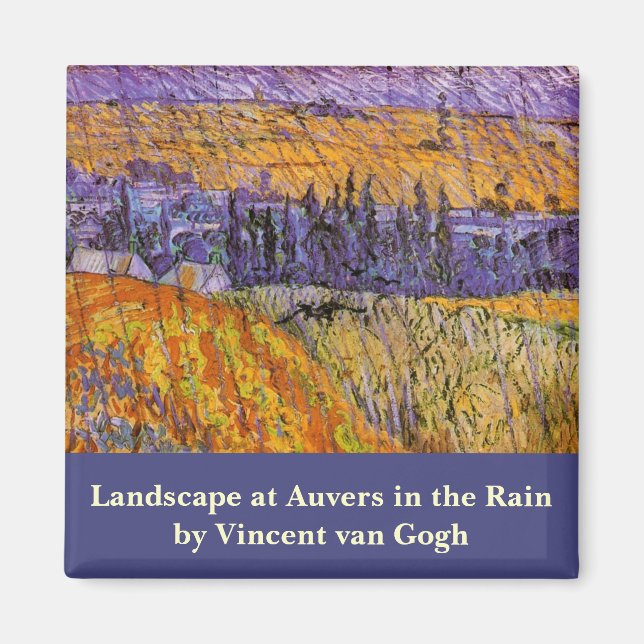 Landskap vid Auvers i regn av Vincent van Gogh Magnet (Framsidan)