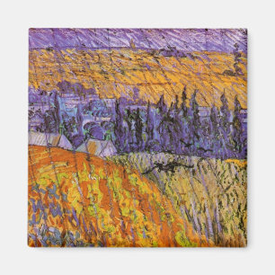 Landskap vid Auvers i regn av Vincent van Gogh Magnet