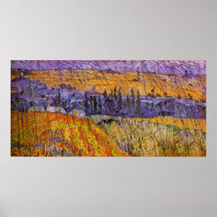 Landskap vid Auvers i regn av Vincent van Gogh Poster