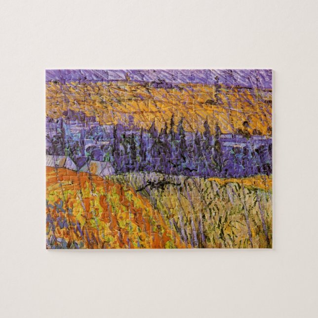Landskap vid Auvers i regn av Vincent van Gogh Pussel (Horisontell)