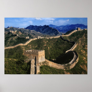 Landskap vid kinesiska muren, Jinshanling, Kina Poster