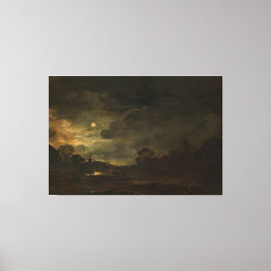 Landskap vid månljus, Aert van der Neer, 1630 - Canvastryck