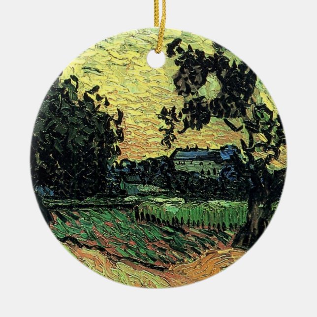 Landskap w Chateau of Auvers av Vincent van Gogh Julgransprydnad Keramik (Framsidan)