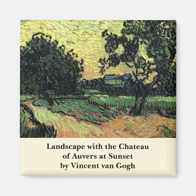 Landskap w Chateau of Auvers av Vincent van Gogh Magnet (Framsidan)