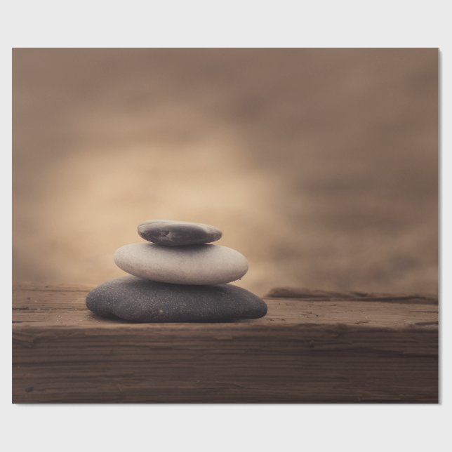 Landskap, Zen stenar Brun Presentpapper (Platt)