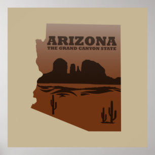 Landskapet Arizona karta Grand Canyon Poster